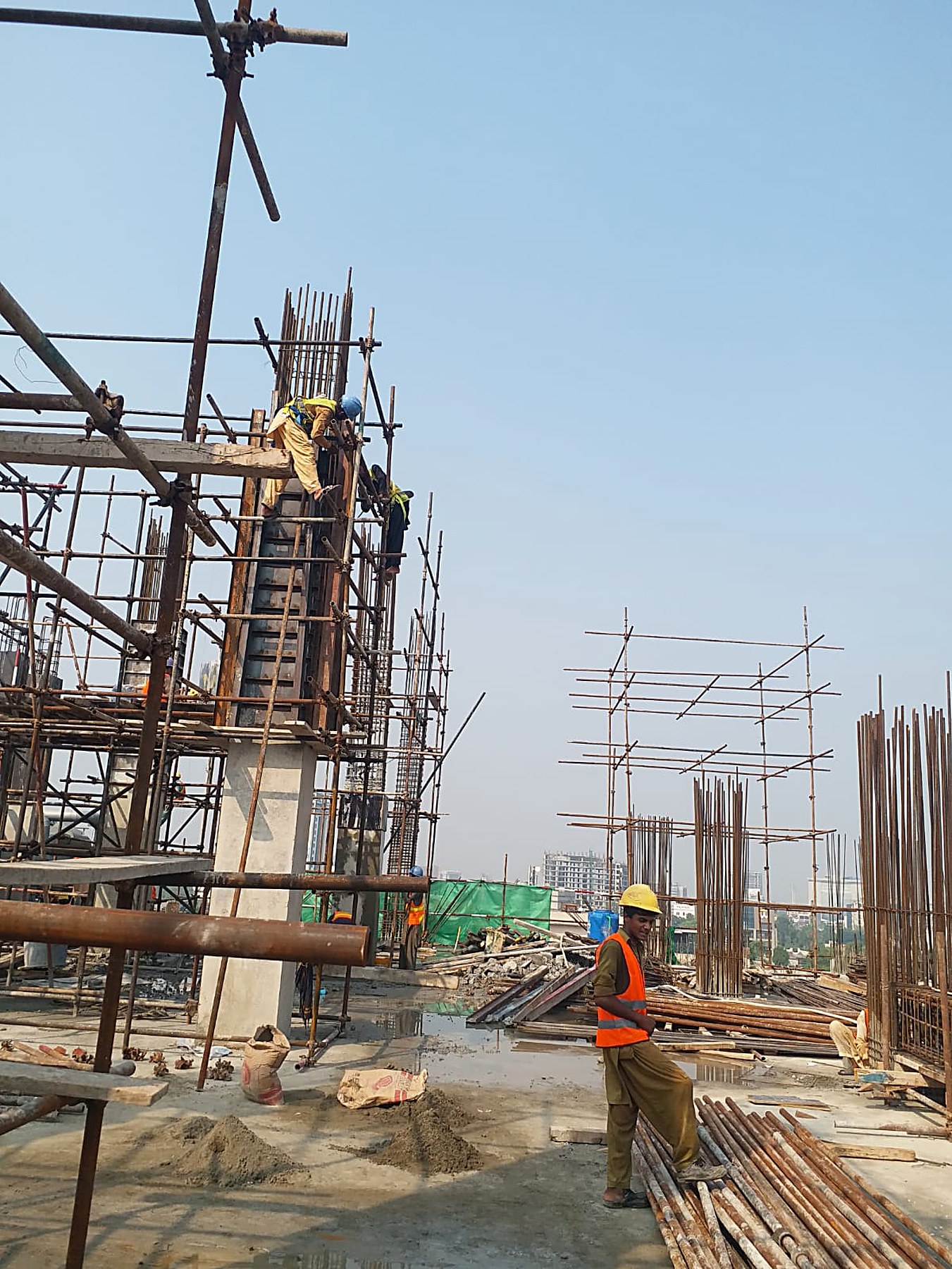 Column reinforcement and scaffolding