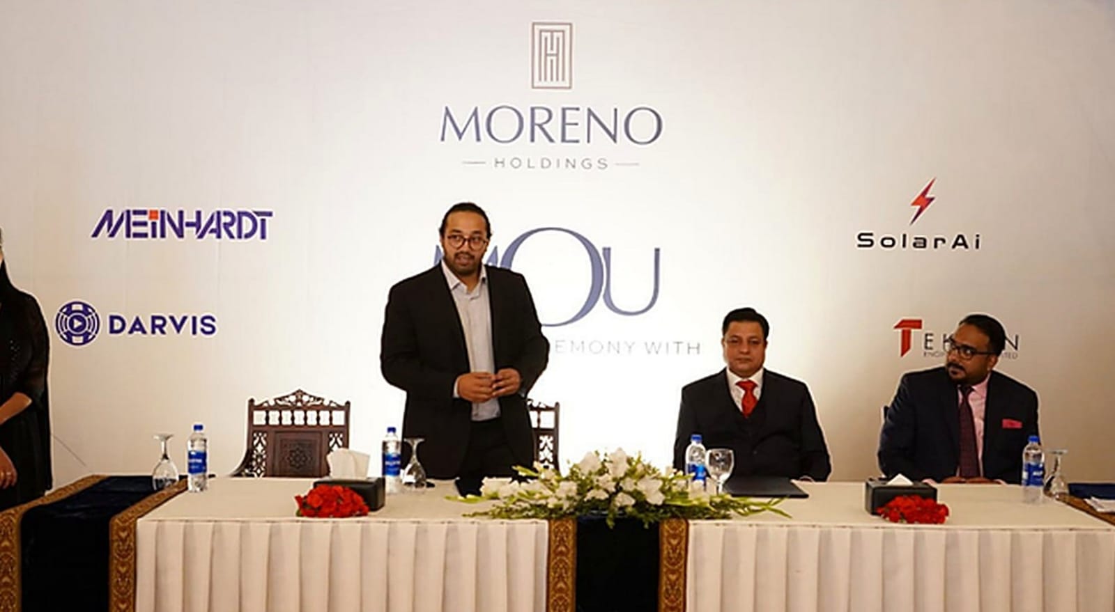 Rafae Bin Khalid speaking at the MOU signing with Moreno Holdings